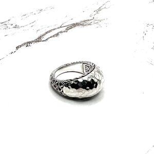 John Hardy Designer 925 Sterling Silver Hammered Texture Dome Ring Size 7